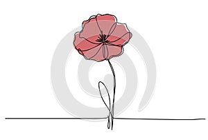 single line drawing of red wild flower