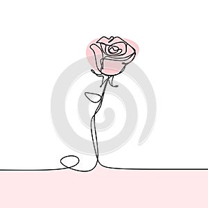 single line drawing of rose flower vector illustration hand drawn single lineart style minimalism background for poster home