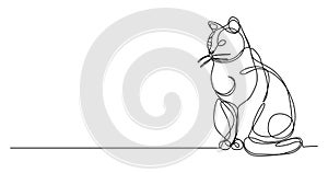 single line drawing of sitting cat