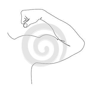 single line drawing of strong arm muscle flexing