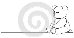 single line drawing of teddy bear