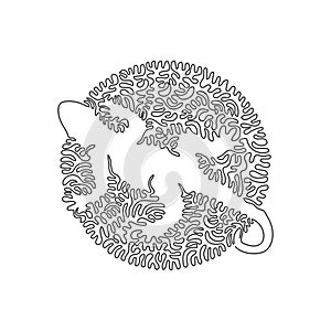 Single line editable vector illustration of lizards quadrupedal