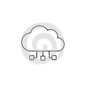 Single line icon of a cloud computing. Vector illustration