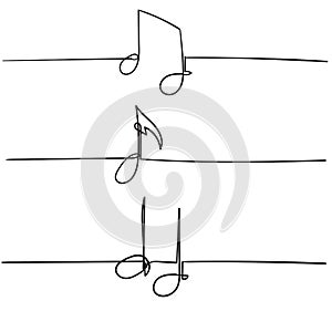 Single line music note illustration vector handdrawn style