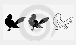 Single line pigeon logo and silhouette for company
