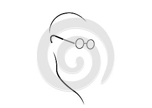 Single line sketch of man with round glasses. Creative vector illustration for 2nd October Gandhi Jayanti vector isolated