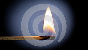 Lit Matchstick with Flame Closeup