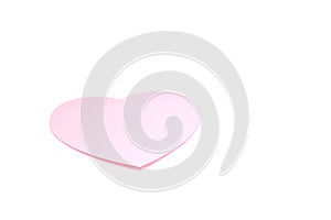 Single or Lonely  1  Pink Heart -  Pink Heart Paper Object isolated white Background - Valentine Day - Love Concept  with Copy s