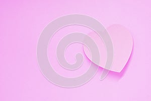 Single or Lonely  1  Pink Heart -  Pink Heart Paper Object on Pink Background - Valentine Day - Love Concept  with Copy space