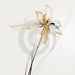 Abstract Yellow Flower Sketch Illustration - Minimalistic And Ethereal photo