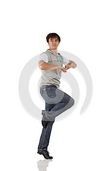 Single male tap dancer