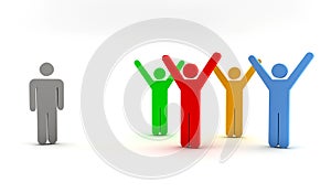 Single man and a group