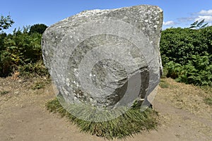 Single Megalith at the Carnac Stone Field, Brittany, France