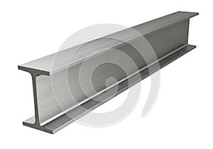 Steel i beam structural element isolated on white background