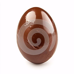Single Milk Chocolate Easter Egg on White Background