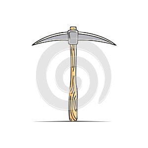 Single Miner Pickaxe Illustration on White Background