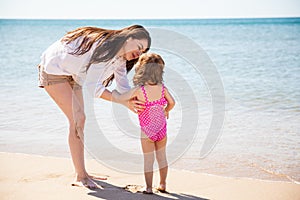 Single mom enjoying the beach