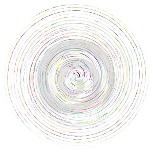 Single mottled, multi-color and colorful spiral, swirl, twirl element. Twisted cyclic, circular and radial, radiating whorl,