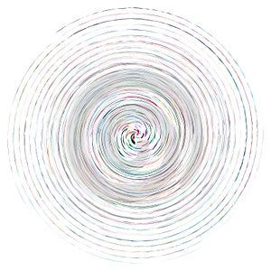 Single mottled, multi-color and colorful spiral, swirl, twirl element. Twisted cyclic, circular and radial, radiating whorl,