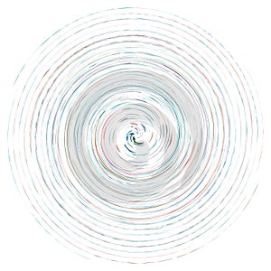 Single mottled, multi-color and colorful spiral, swirl, twirl element. Twisted cyclic, circular and radial, radiating whorl,