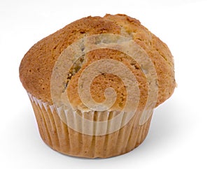 Single muffin on white background.
