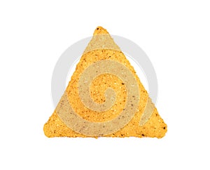 single nacho chip on white background