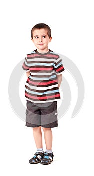 Single naughty little boy looking