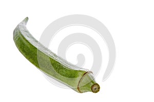 Single okra isolated on white