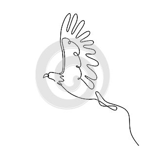 single one line drawing eagle bird flying continuous vector illustration minimalism design