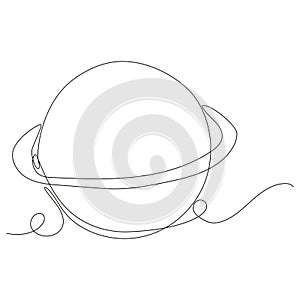 Single one line illustration of planet. Continuous line