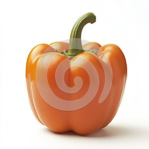 A single orange bell pepper, isolated on a white background,