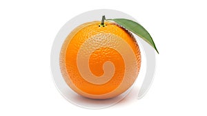 A single orange with a leaf on top of it (ai generated)