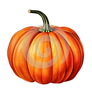 A Single Orange Pumpkin Isolated on a Black Background