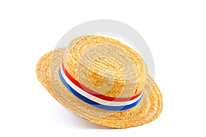 Single orange reed hat isolated