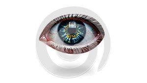 Intense Dramatic Eyes Floating on White Background