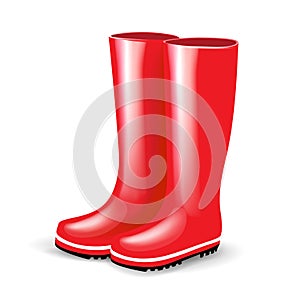 Single pair of red rubber boots