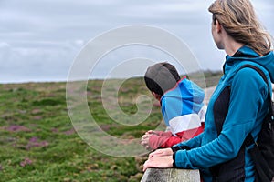 Single-parent family enjoying the scenery