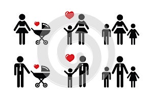 Single parent sign - family icons