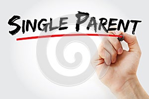 Single Parent text with marker photo