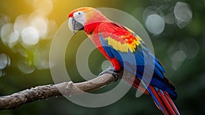 Single parrot sitting on branch.