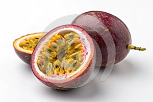 A single passion fruit Isolated on White Background