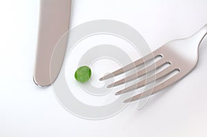A Single Pea, a Knife, and a Fork