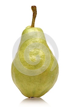 Single pear fruit on white