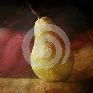 Single Pear Still-Life with Texture.