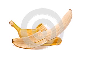 A single peeled fresh banana
