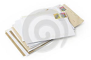 Single pile of old post isolated on a white background