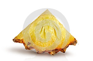 Single pineapple slice isolated on a white
