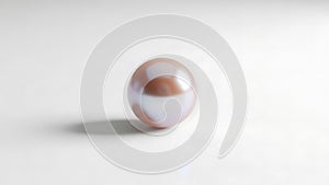 Single pink pearl on white background