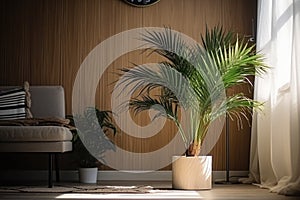 a single plant decor in sparsely decorated room