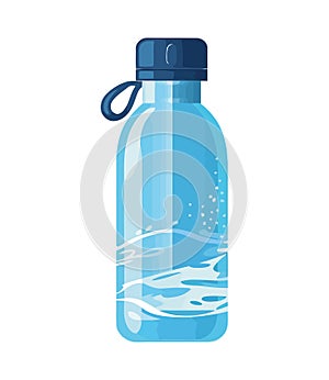 Single plastic bottle icon with purified water